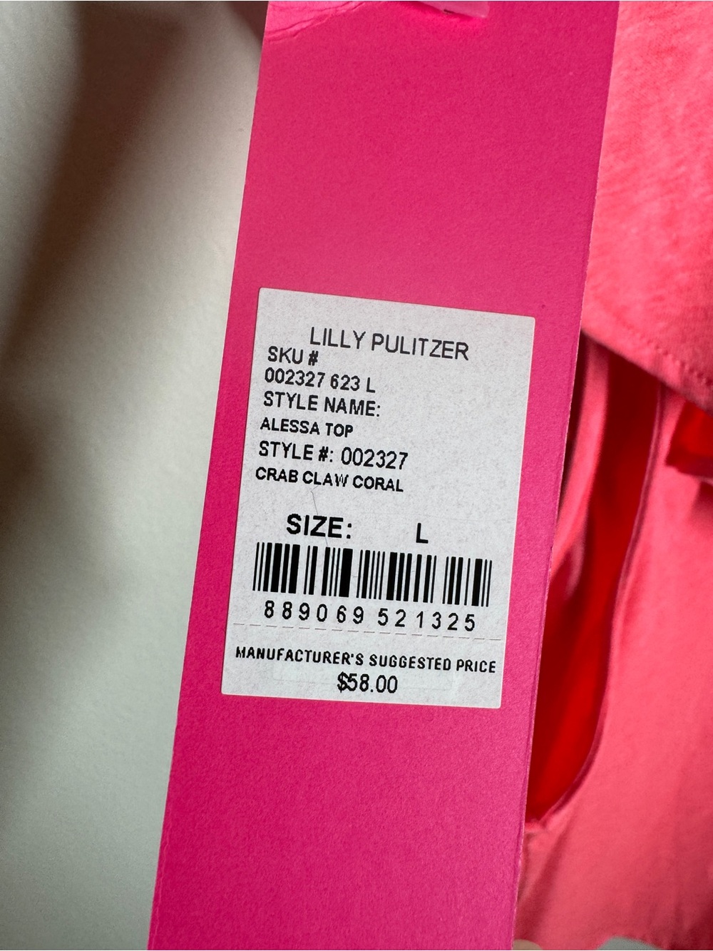 NWT Lilly Pulitzer Alessa Ruffle Women’s Tank Top in Vibrant Hot Pink Sz. L - Picture 4 of 5